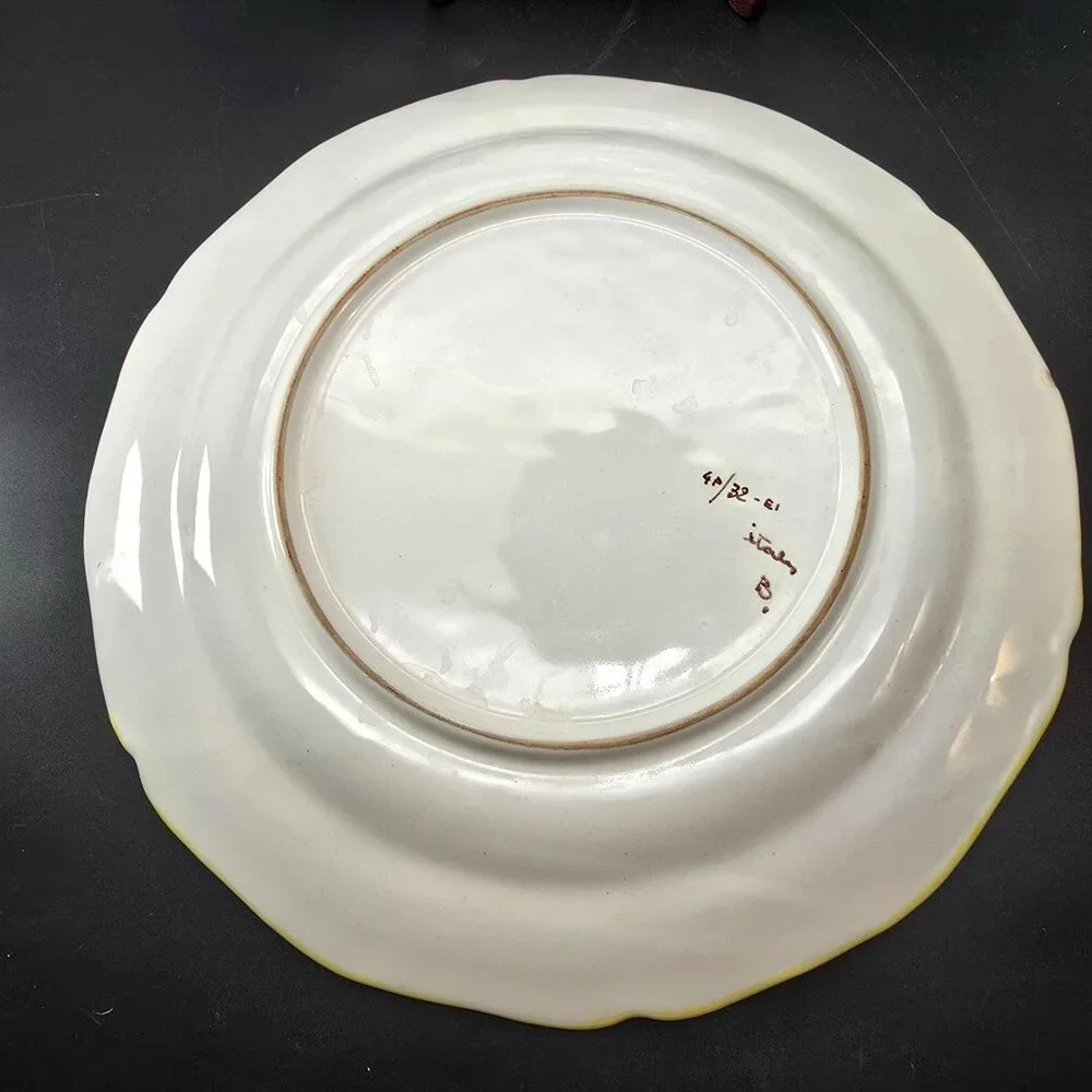 Vintage Hand-Painted Ceramic Serving Plates Floral Set Of Two Signed CM2203
